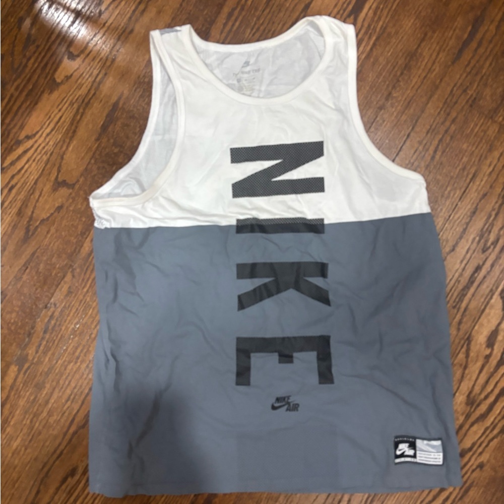 Nike Men's White and Gray Tank Top